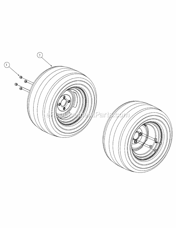 Wheel Assembly Diagram and Parts List for M60-KW 53AH5D8X750 Cub Cadet Sprayer